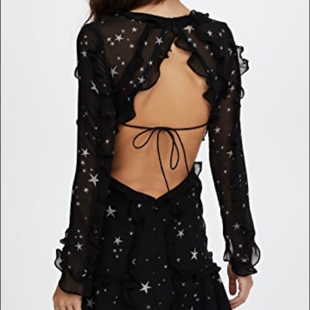 Fame and partners kye black mini ruffle star dress open back Shopbop Sz 4
